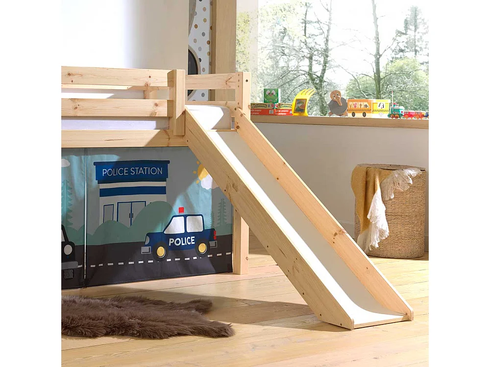 Kinder Hochbett Polizei mit Vorhang Set Rutsche