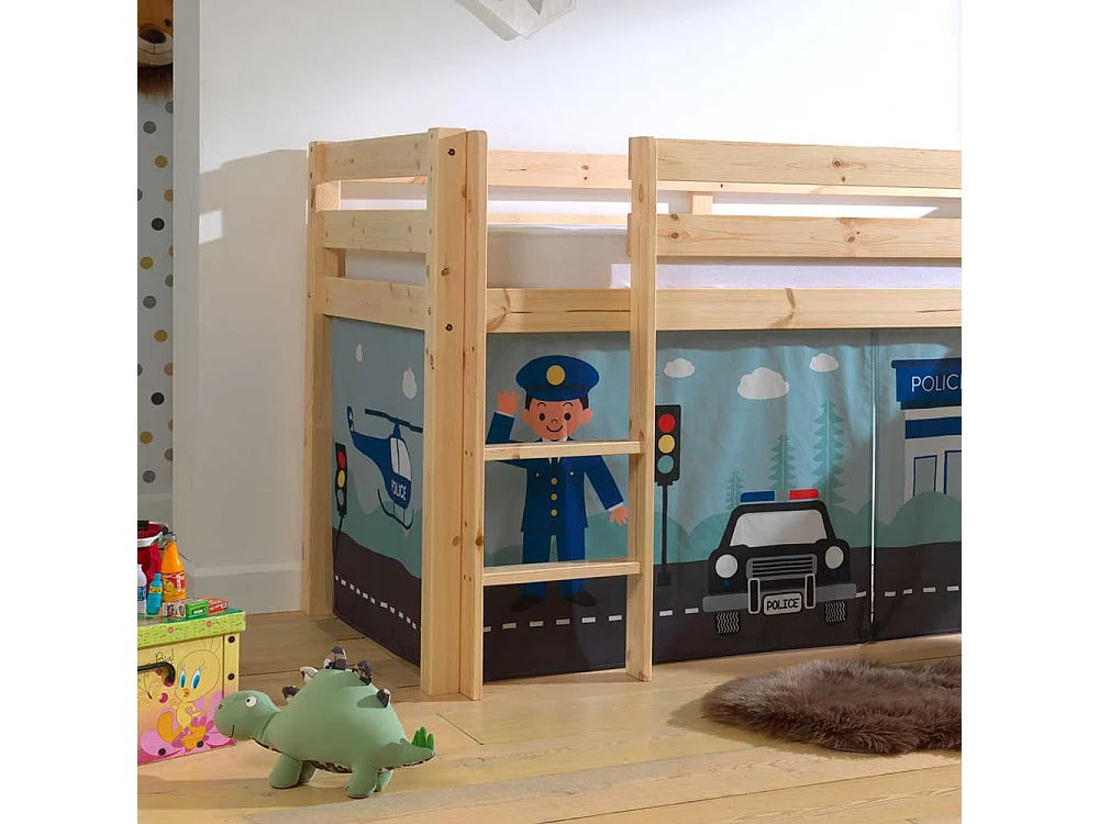 Kinder Hochbett Polizei mit Vorhang Set Rutsche