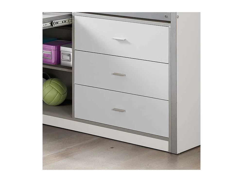 Kinderhochbett mit Schreibtisch Weiß