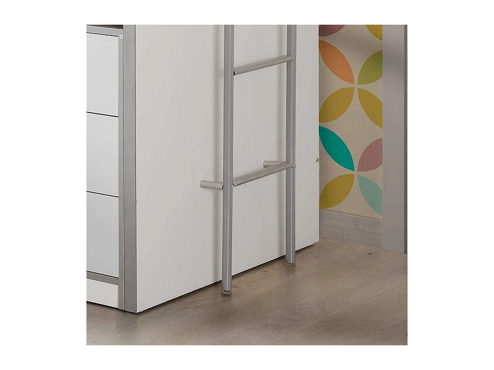 Kinderhochbett mit Schreibtisch Weiß