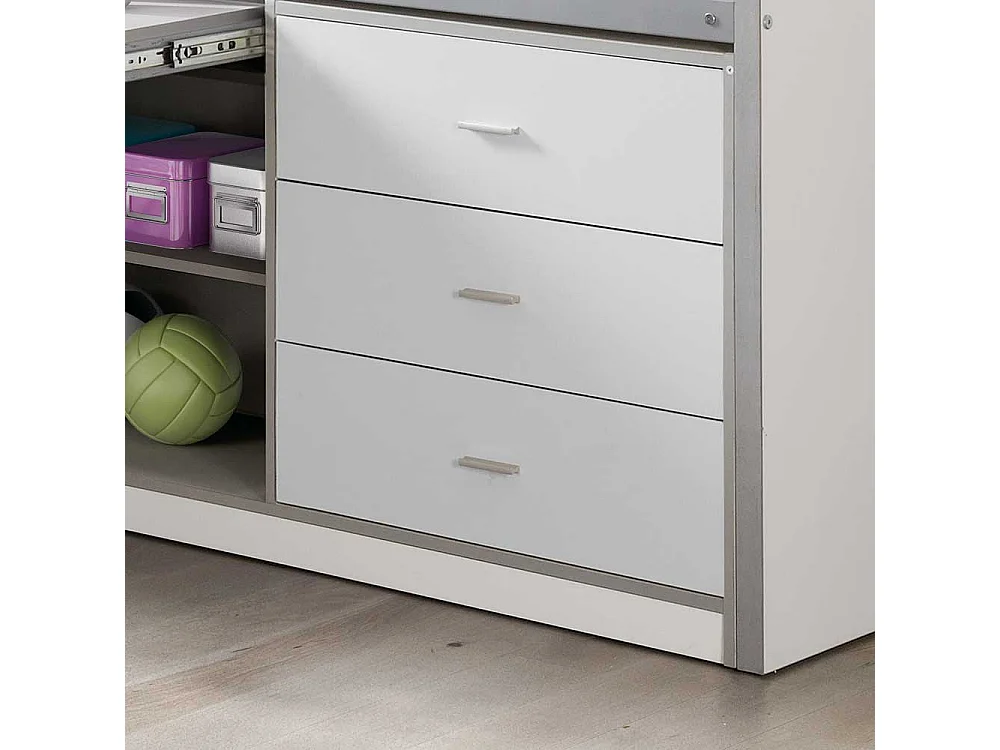 Kinderhochbett mit Schreibtisch Weiß