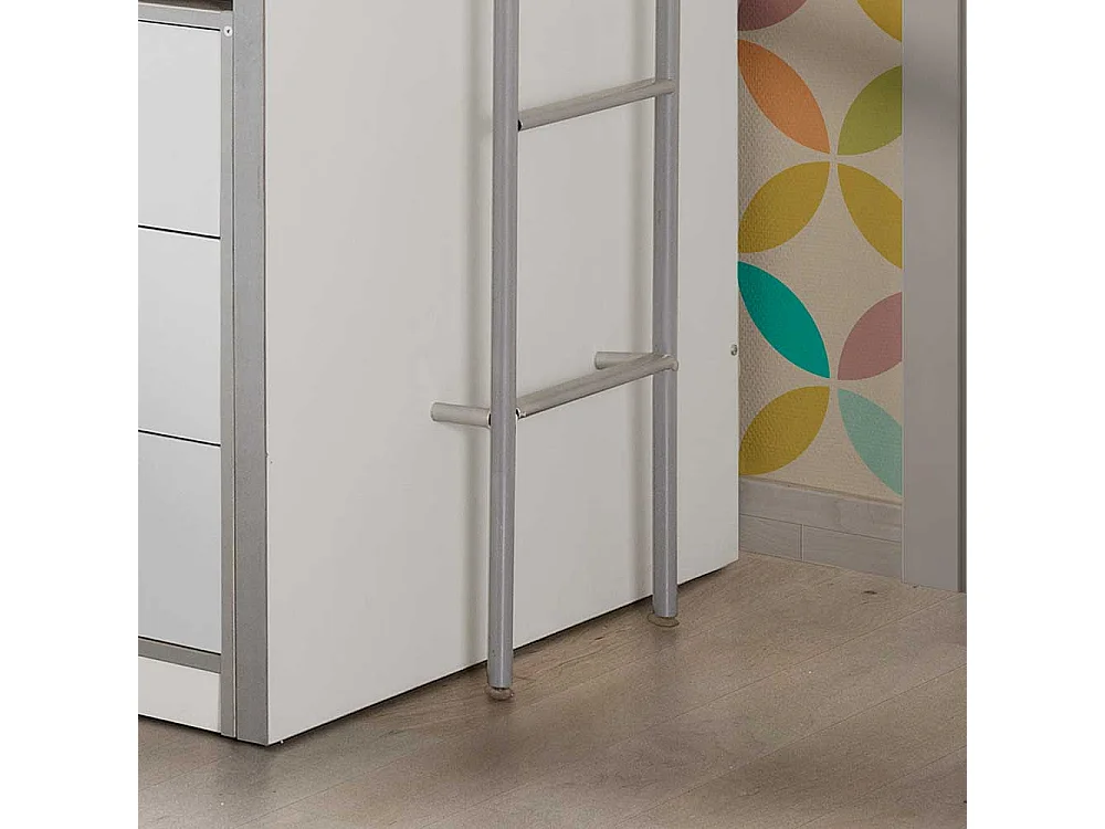 Kinderhochbett mit Schreibtisch Weiß