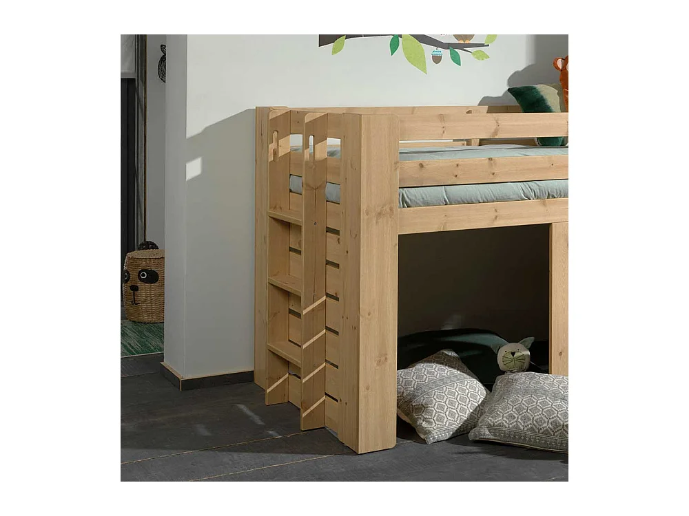 Kinder Hochbett mit Leiter aus Kiefer Massivholz lackiert mit Leiter