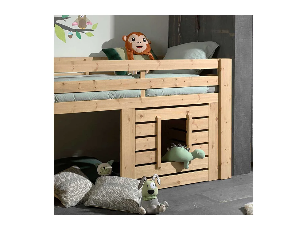 Kinder Hochbett mit Leiter aus Kiefer Massivholz lackiert mit Leiter