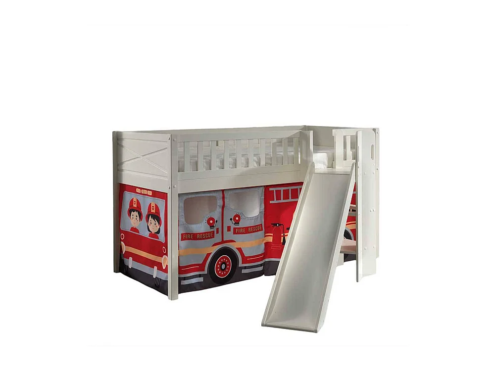 Spielbett Feuerwehr aus Kiefer Massivholz Rutsche