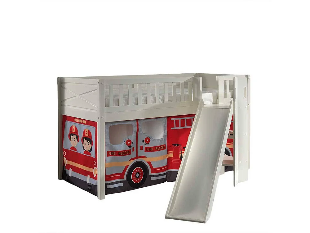 Spielbett Feuerwehr aus Kiefer Massivholz Rutsche