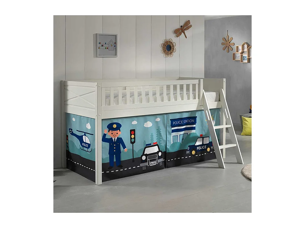 Kinderbett Etagenbett aus Kiefer Massivholz Polizei Motiv