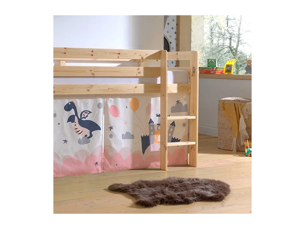 Prinzessin Bett aus Kiefer Massivholz Vorhang Set