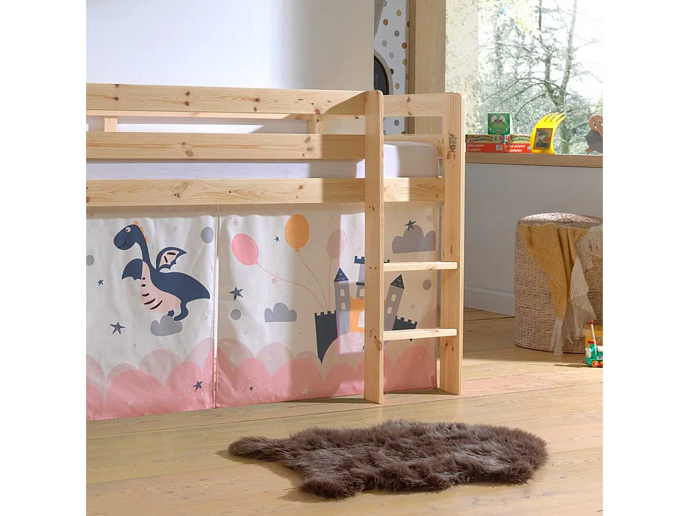 Prinzessin Bett aus Kiefer Massivholz Vorhang Set