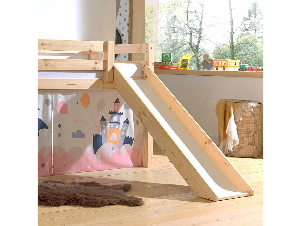 Prinzessinbett aus Kiefer Massivholz Rutsche