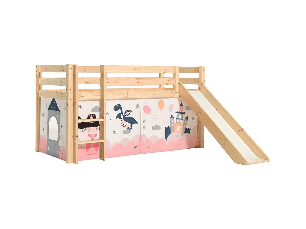 Prinzessinbett aus Kiefer Massivholz Rutsche