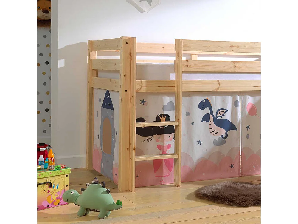 Prinzessinbett aus Kiefer Massivholz Rutsche