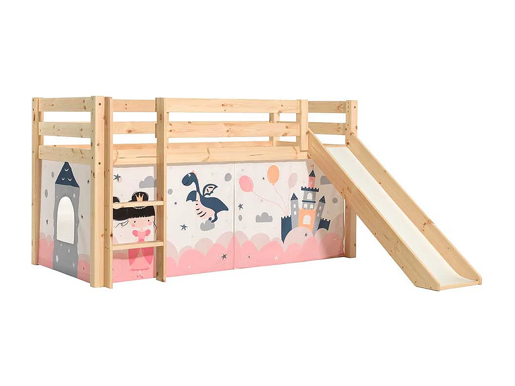 Prinzessinbett aus Kiefer Massivholz Rutsche