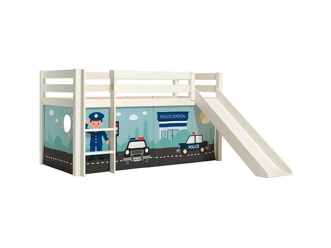 Kinder Halbhochbett inklusive Leiter und Rutsche Polizei Motiv