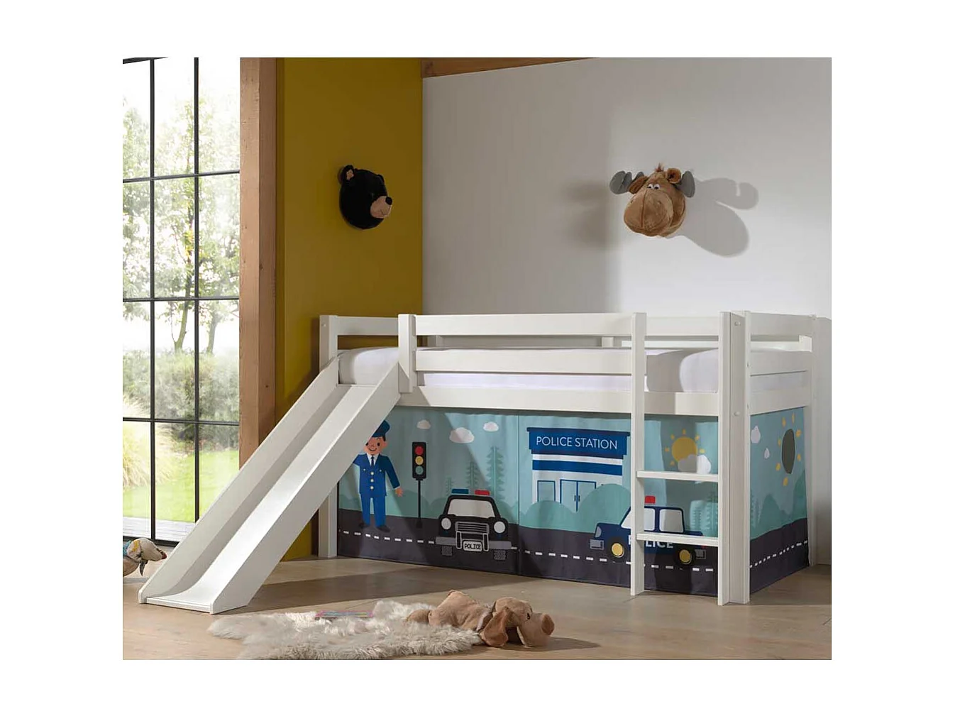 Kinder Halbhochbett inklusive Leiter und Rutsche Polizei Motiv