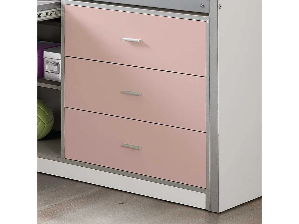 Mädchen-Hochbett mit Stauraum ausziehbarer Schreibtisch