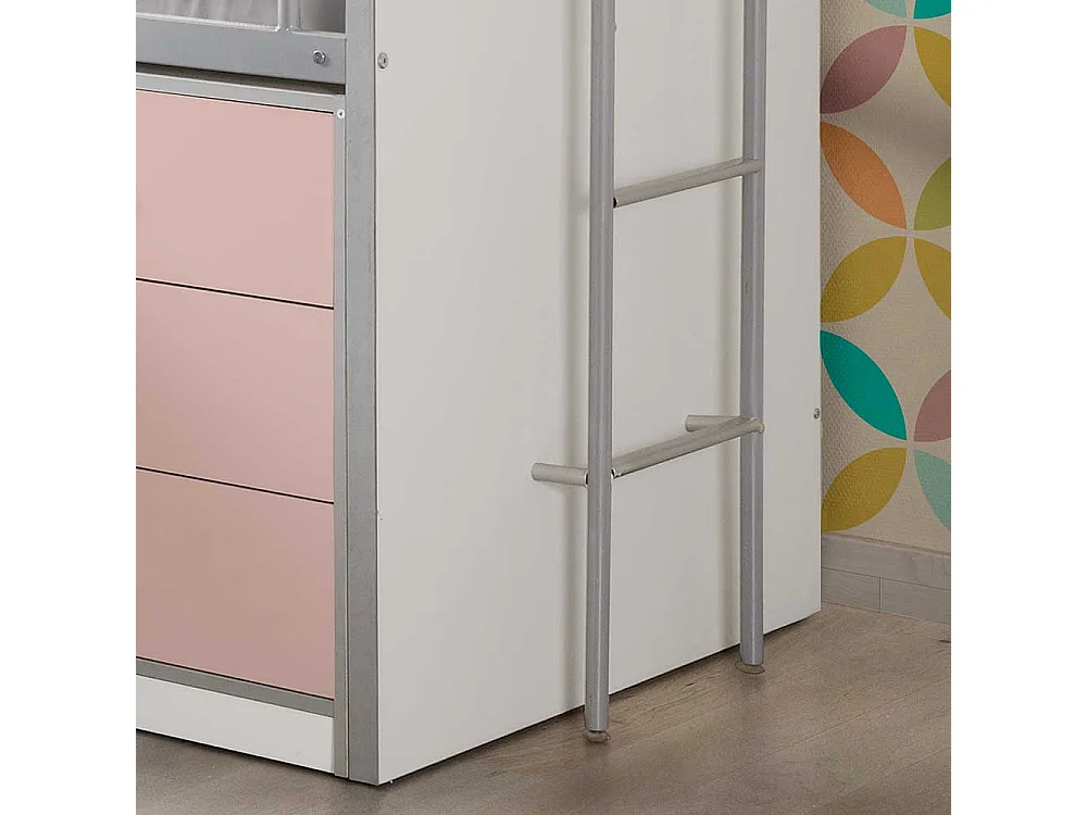 Mädchen-Hochbett mit Stauraum ausziehbarer Schreibtisch