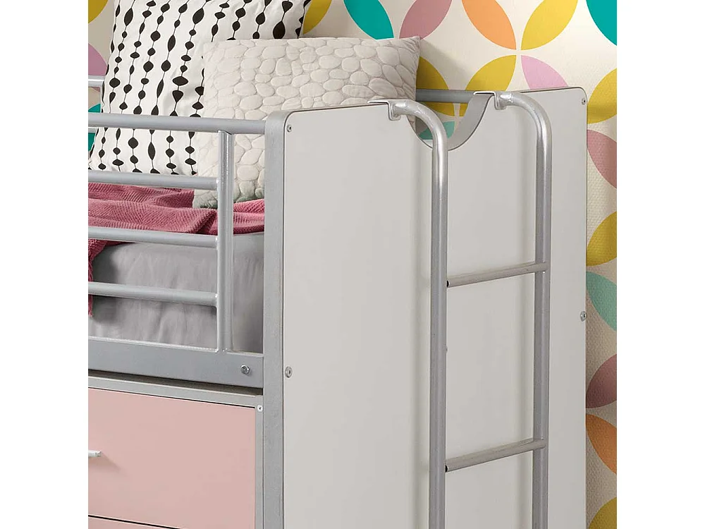 Mädchen-Hochbett mit Stauraum ausziehbarer Schreibtisch