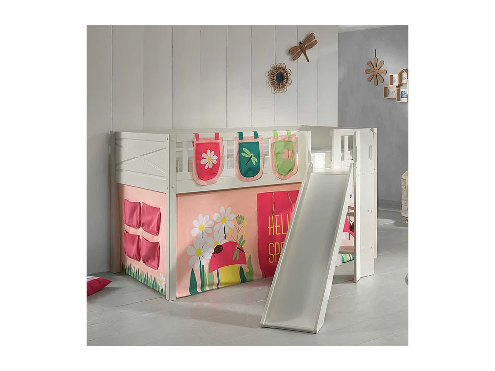 Kinder Halbhochbett mit Blumen Motiv Leiter