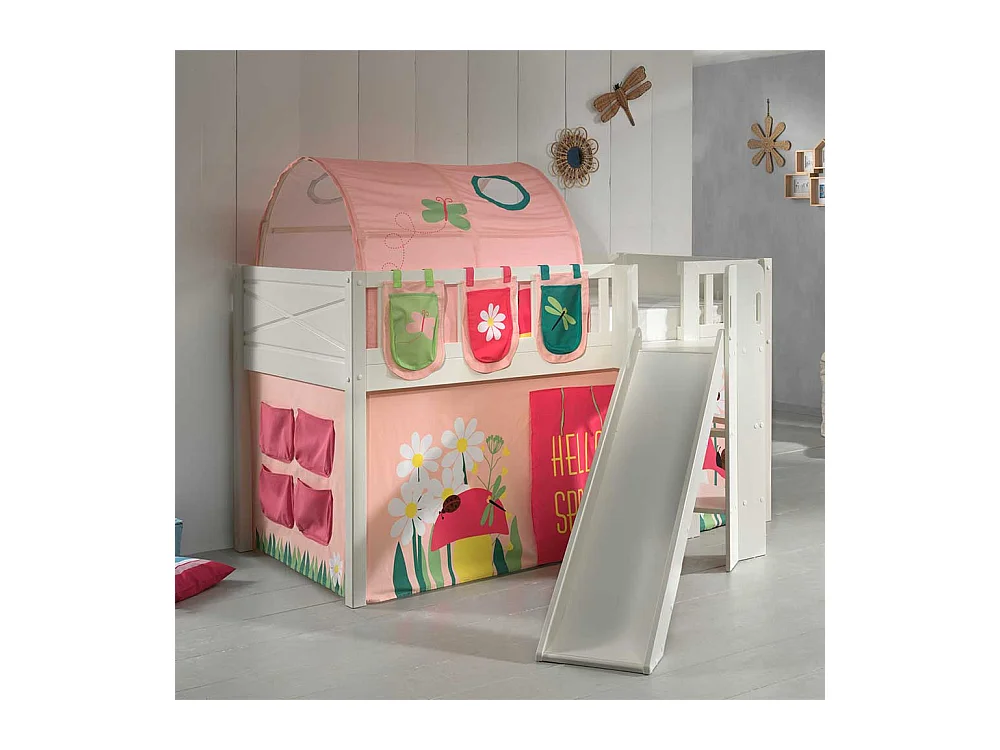 Kinder Halbhochbett mit Blumen Motiv Leiter