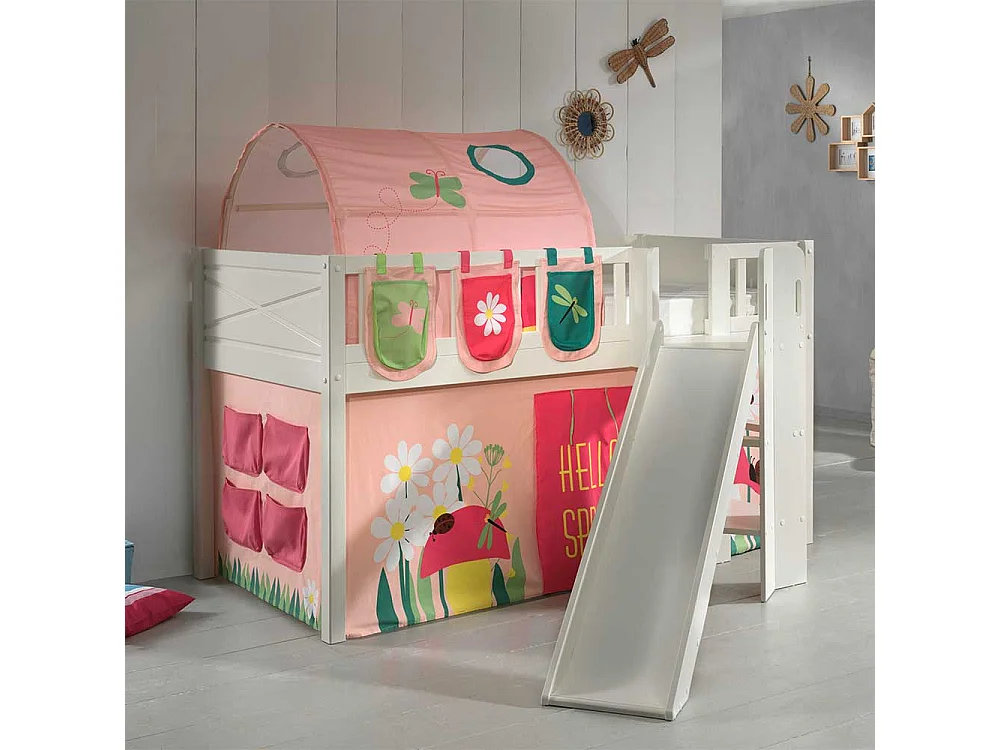 Kinder Halbhochbett mit Blumen Motiv Leiter