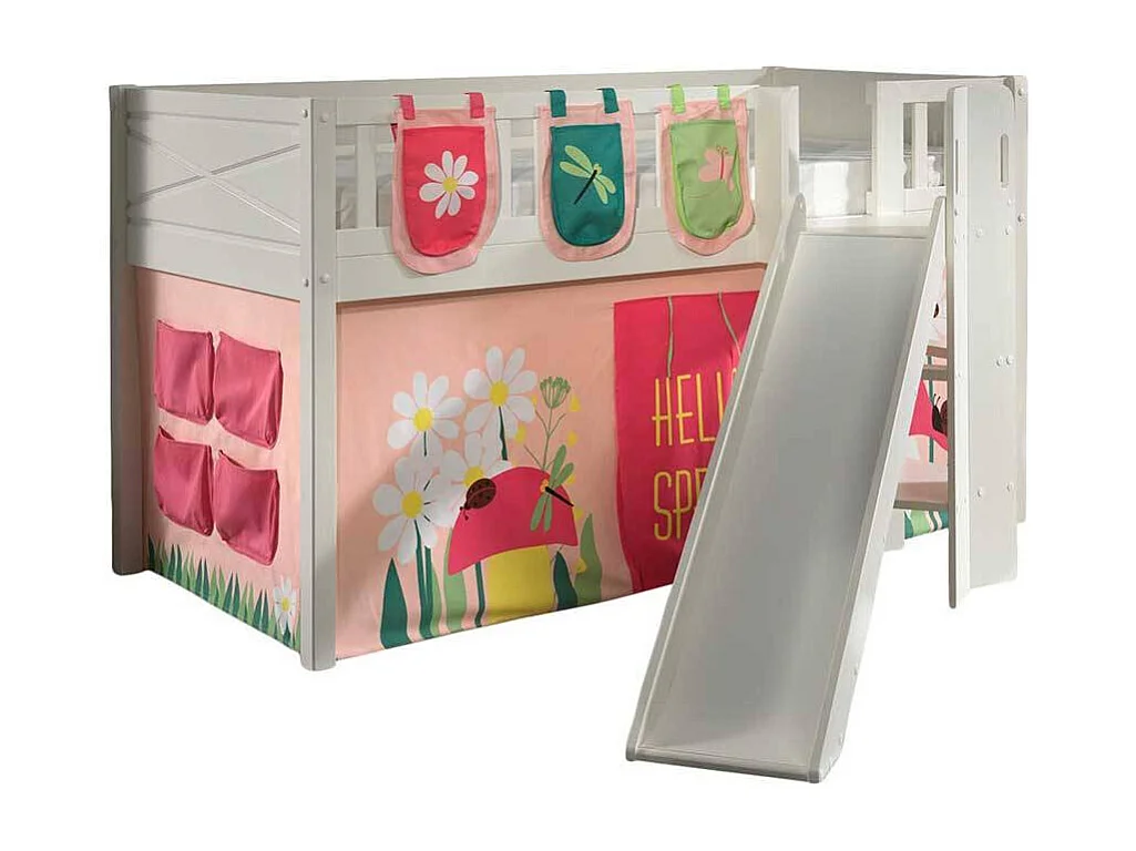 Kinder Halbhochbett mit Blumen Motiv Leiter