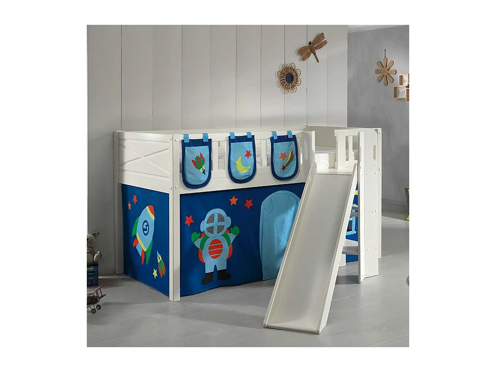 Etagenbett Kinder mit Astronauten-Weltraum Motiv 114 cm hoch