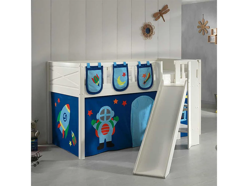 Etagenbett Kinder mit Astronauten-Weltraum Motiv 114 cm hoch
