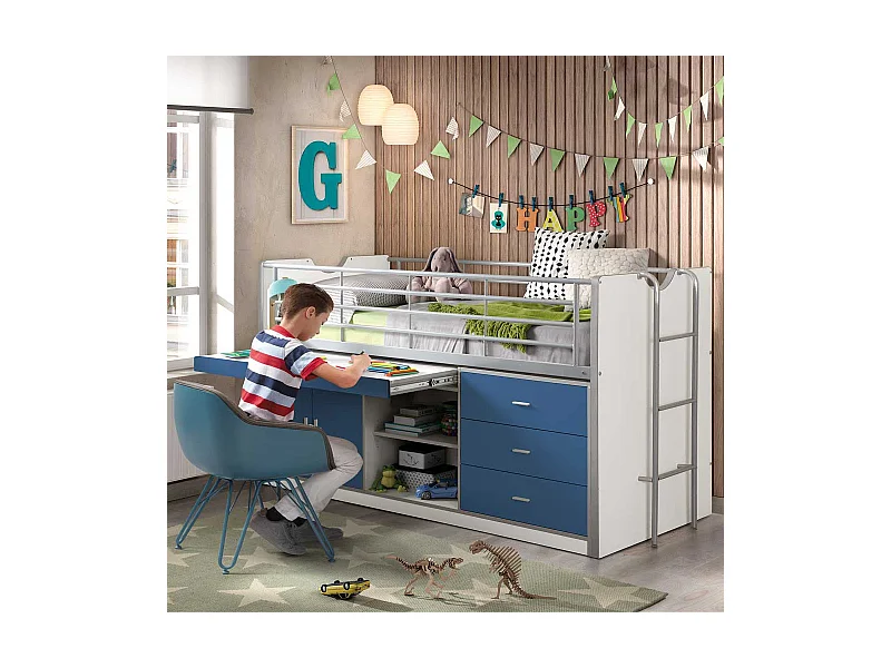 Kinder-Etagenbett mit Schreibtisch Stauraum