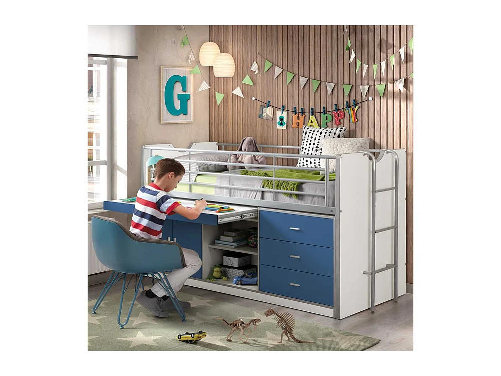 Kinder-Etagenbett mit Schreibtisch Stauraum