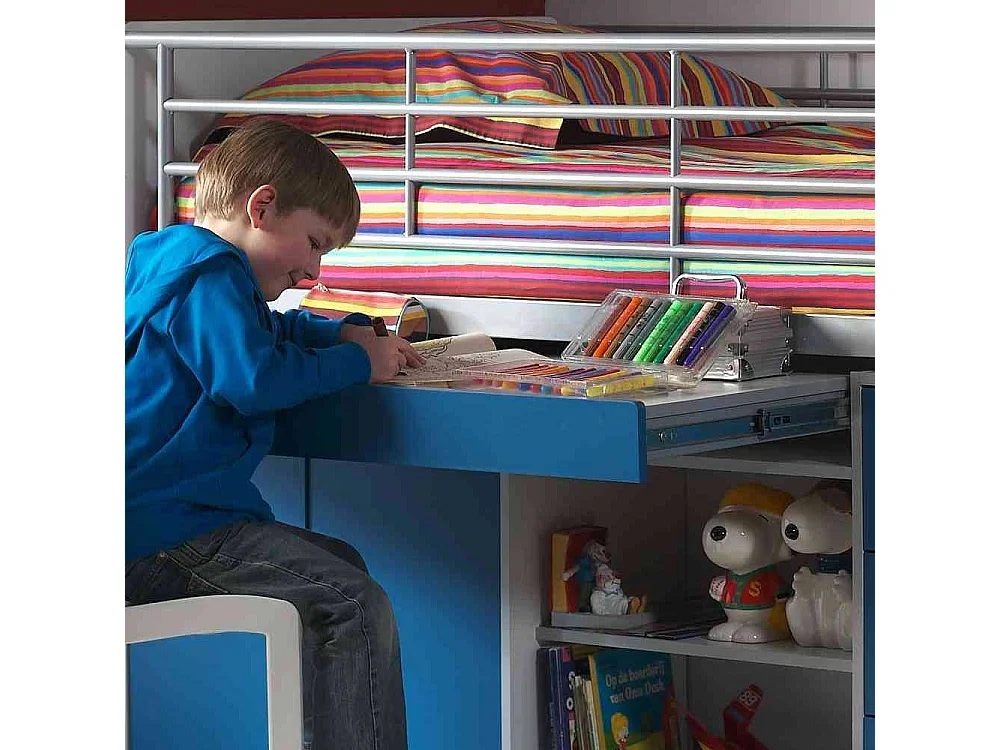 Kinder-Etagenbett mit Schreibtisch Stauraum