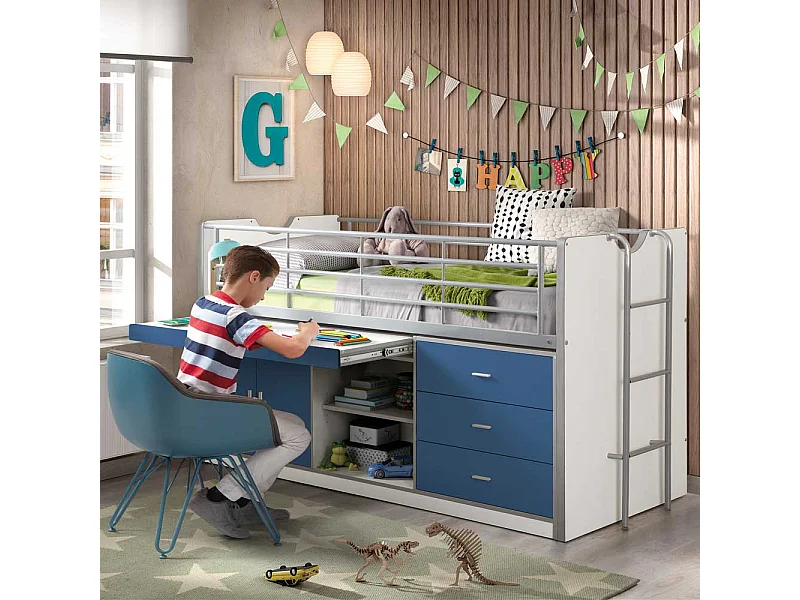 Kinder-Etagenbett mit Schreibtisch Stauraum