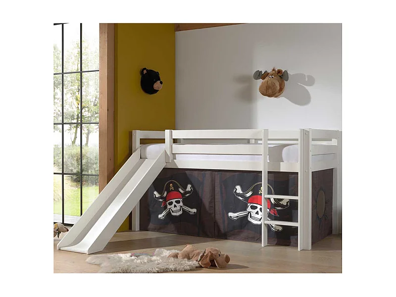 Kinder Spielbett Pirat in Weiß Leiter und Rutsche
