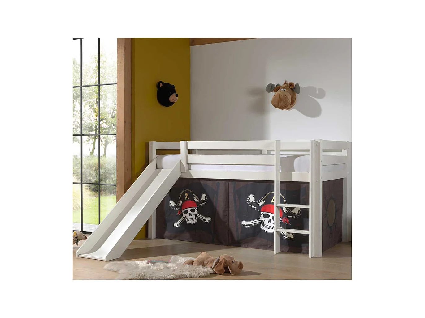 Kinder Spielbett Pirat in Weiß Leiter und Rutsche