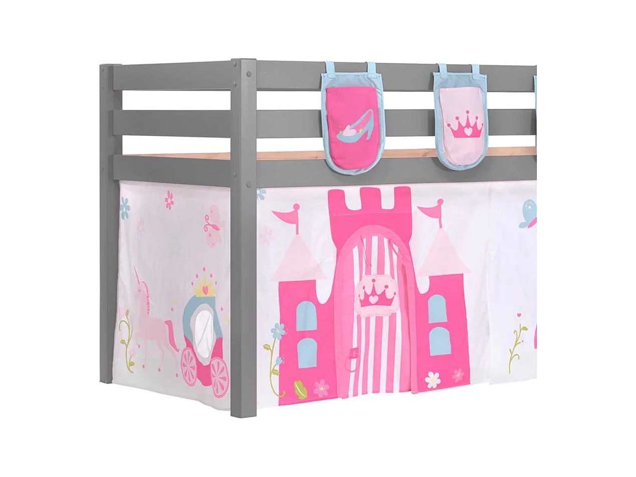 Prinzessinnenbett in Grau Pink Rosa Leiter und Vorhang