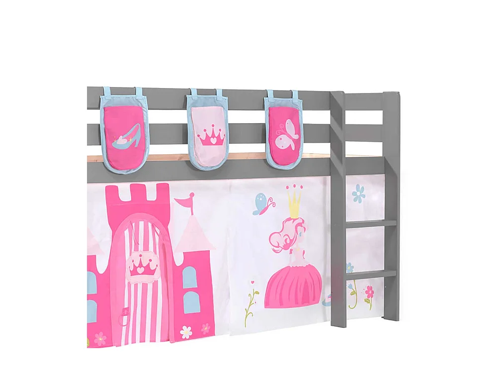 Prinzessinnenbett in Grau Pink Rosa Leiter und Vorhang