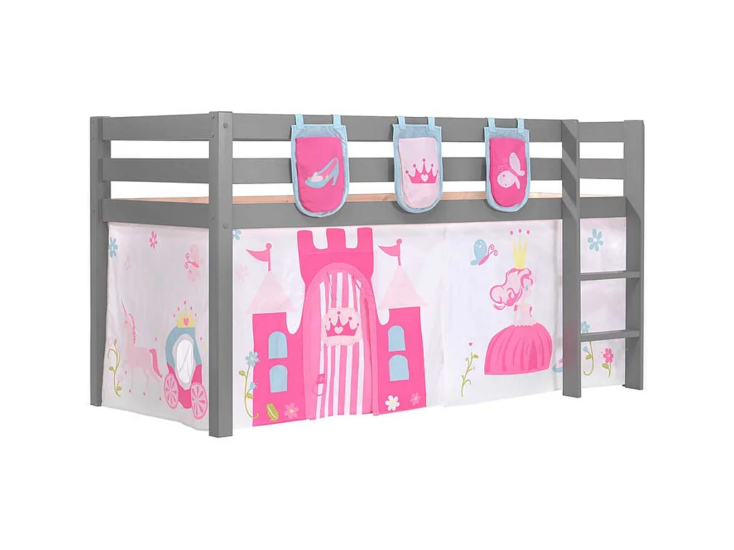 Prinzessinnenbett in Grau Pink Rosa Leiter und Vorhang