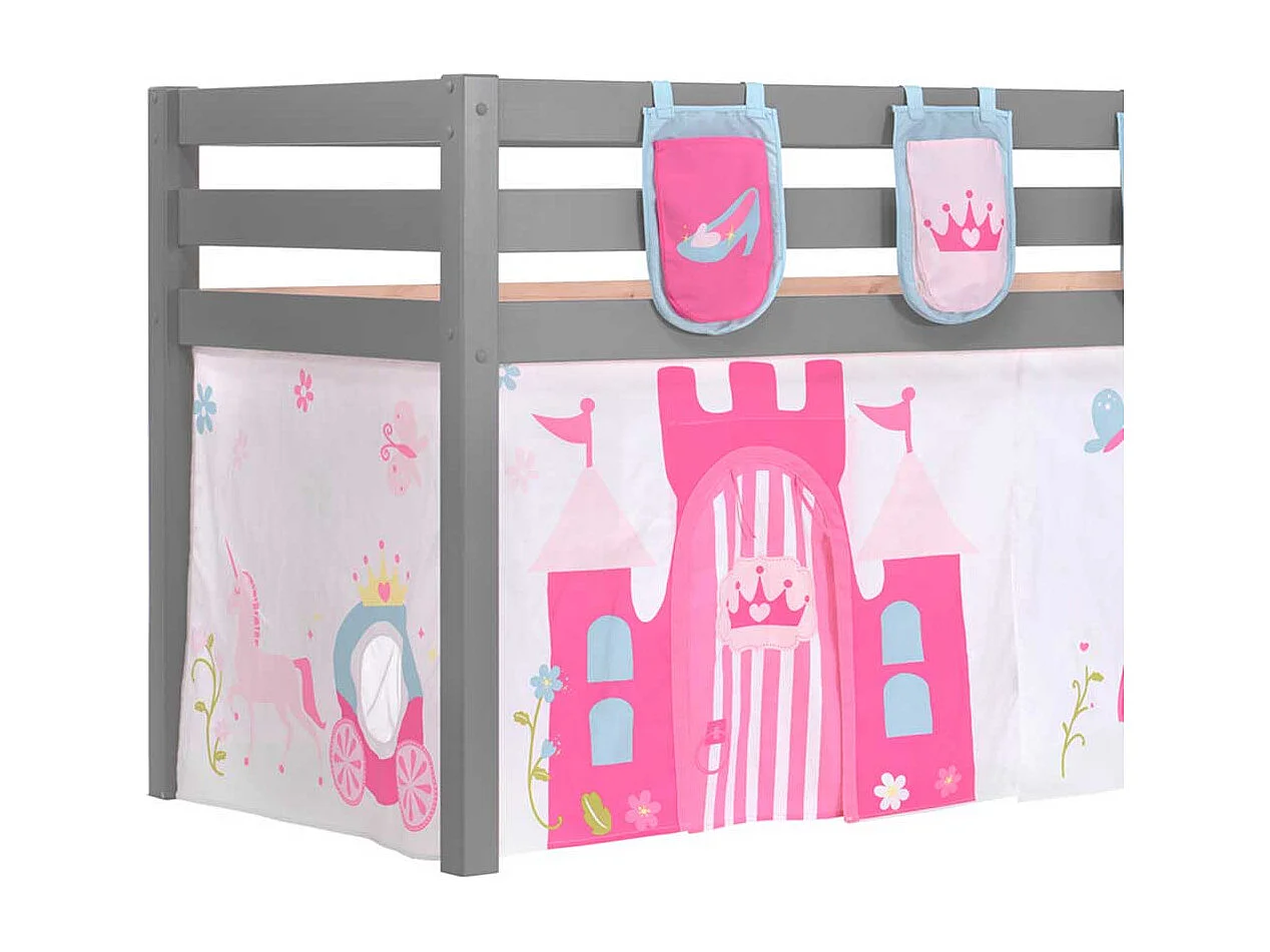 Prinzessinnenbett in Grau Pink Rosa Leiter und Vorhang