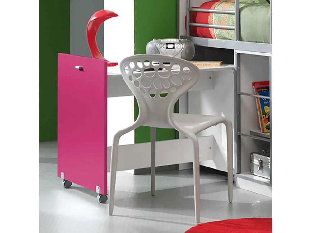 Kinder-Hochbett in Weiß-Pink in Pink