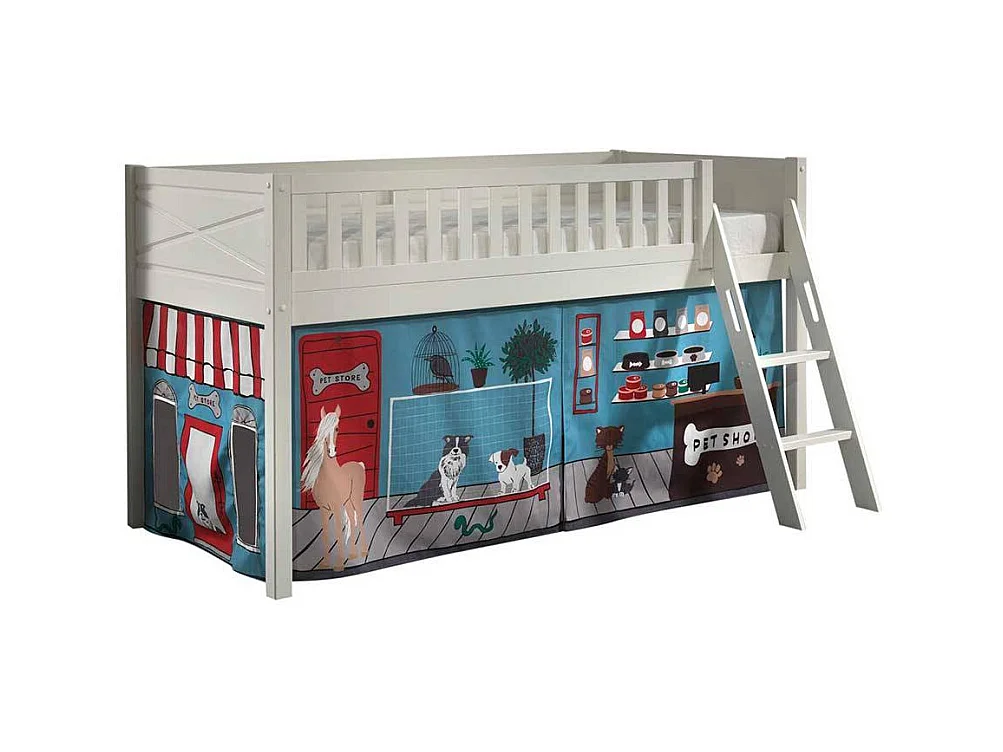 Kinder Halbhochbett inklusive Leiter Vorhang