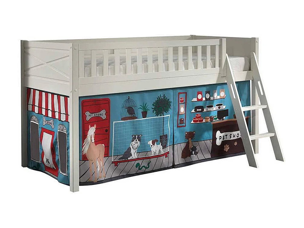 Kinder Halbhochbett inklusive Leiter Vorhang