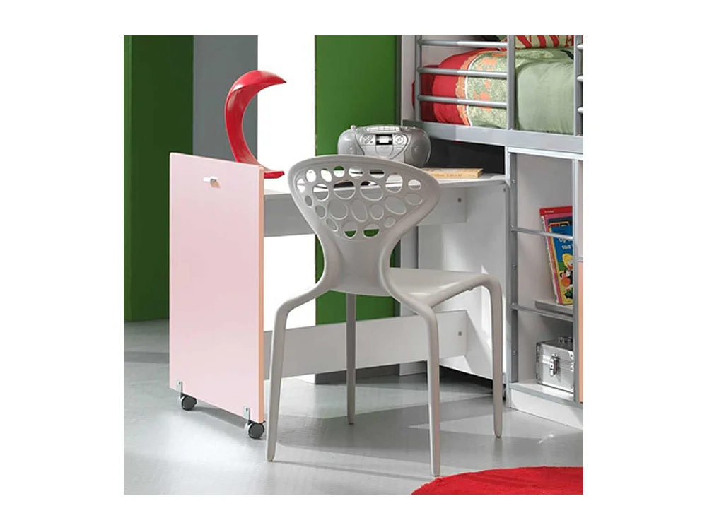 Kinder-Hochbett für Mädchen Weiß-Rosa