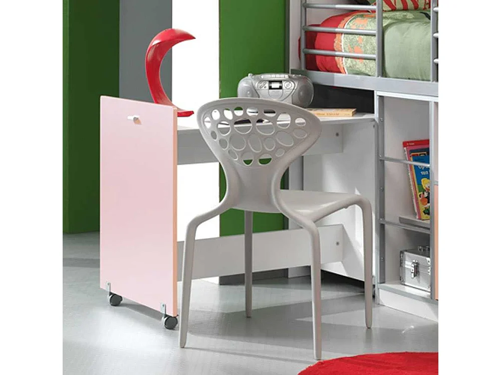 Kinder-Hochbett für Mädchen Weiß-Rosa