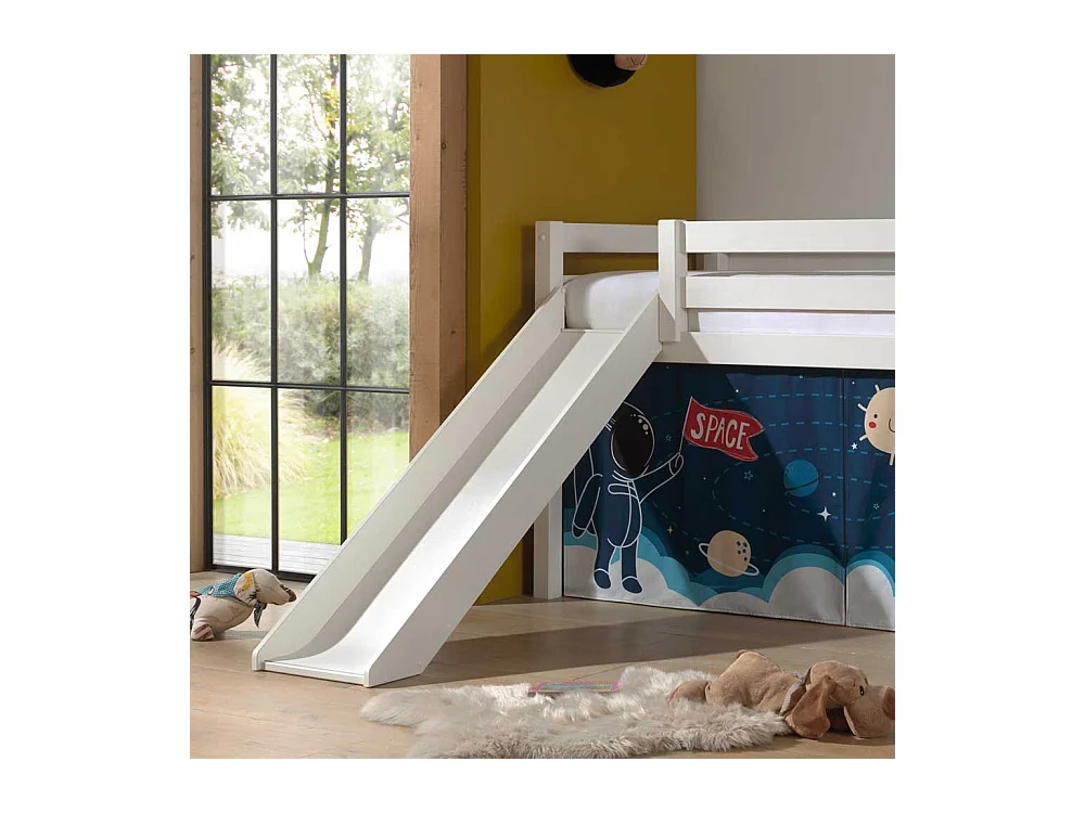 Kinder Halbhochbett in Weiß Weltraum Motiv