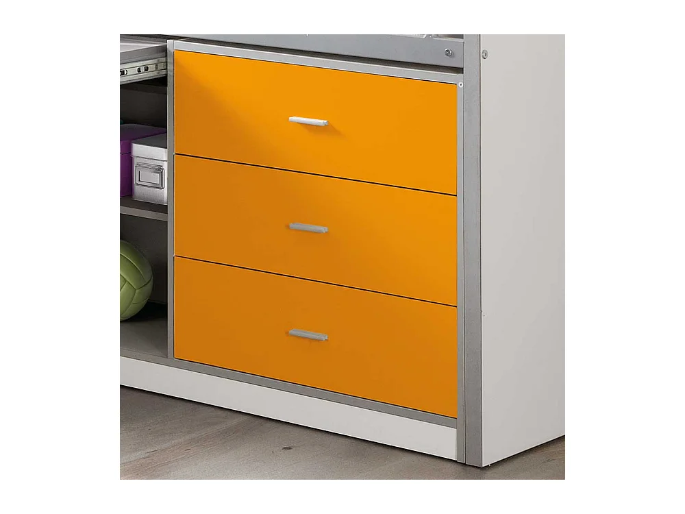 Kinderhochbett mit Schreibtischplatte Weiß