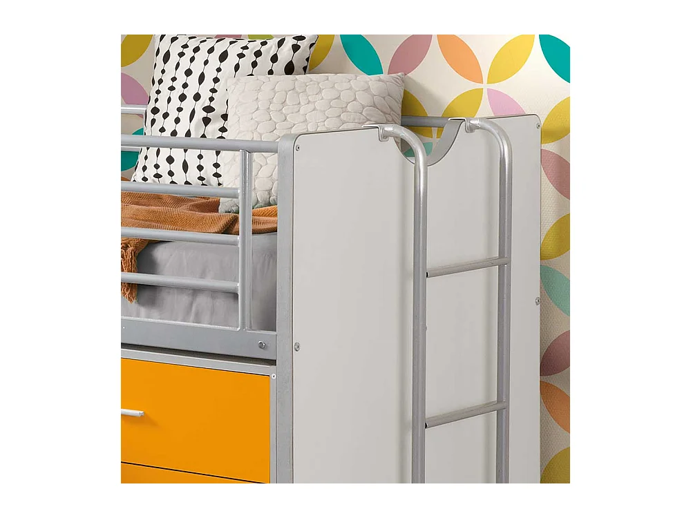 Kinderhochbett mit Schreibtischplatte Weiß