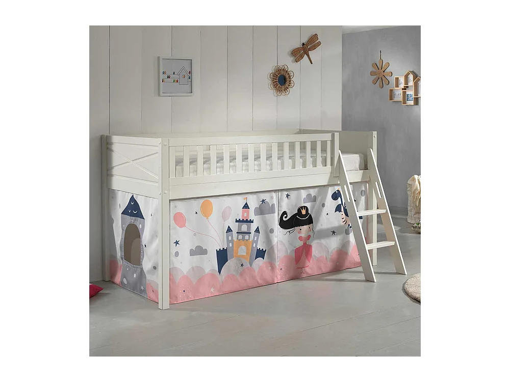 Mädchen Etagenbett in Weiß Märchen Motiv