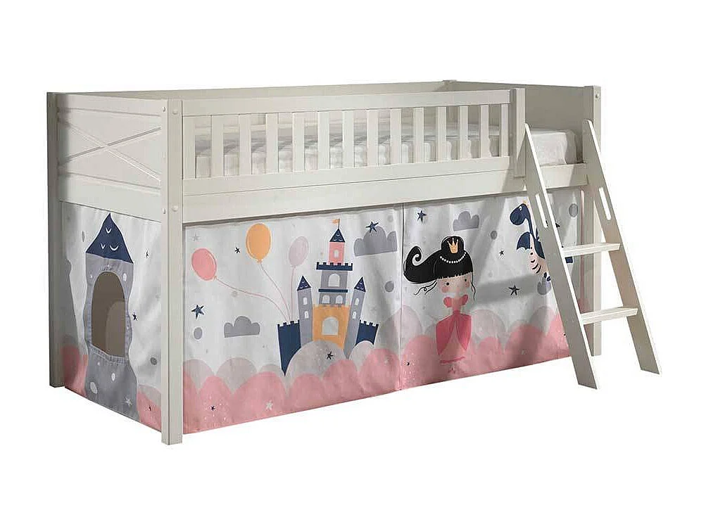 Mädchen Etagenbett in Weiß Märchen Motiv