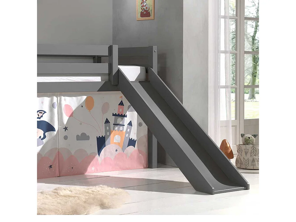 Kinder Halbhochbett in Grau Prinzessin Motiv