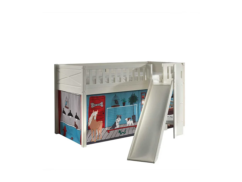 Hochbett Kind aus Kiefer Massivholz Tier Motiven